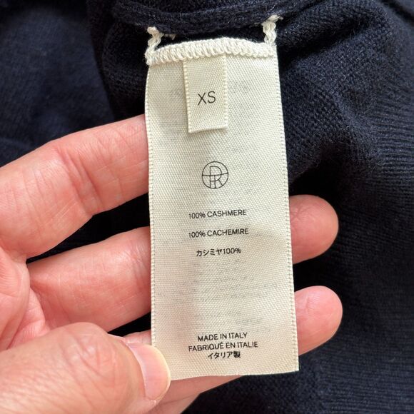 THE ROW Stockwell Cashmere Sweater Women's XS Navy Blue V-Neck Tailored Luxury - Picture 6 of 13